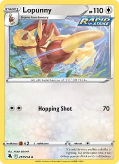 Lopunny card from Fusion Strike, number 213/264