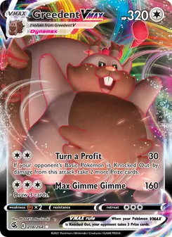 Greedent VMAX card from Fusion Strike, number 218/264