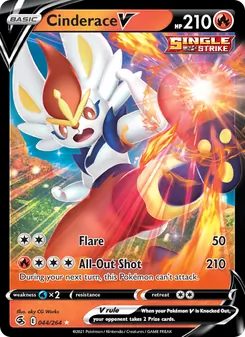 Cinderace V card from Fusion Strike, number 44/264
