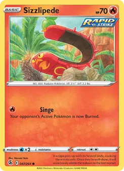 Sizzlipede card from Fusion Strike, number 47/264