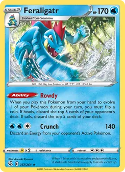 Feraligatr card from Fusion Strike, number 57/264