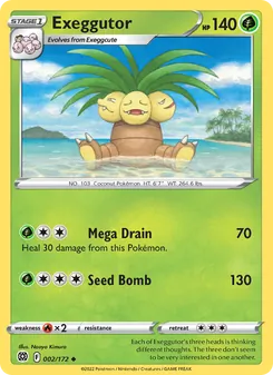 Exeggutor card from Brilliant Stars, number 002/172