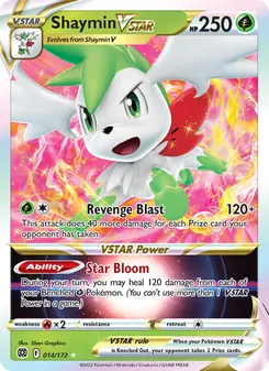 Shaymin VSTAR card from Brilliant Stars, number 014/172