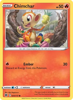 Chimchar card from Brilliant Stars, number 024/172