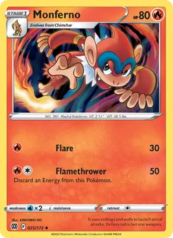 Monferno card from Brilliant Stars, number 025/172