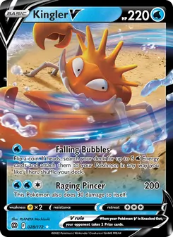 Kingler V card from Brilliant Stars, number 028/172