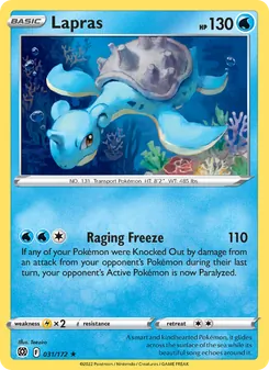 Lapras card from Brilliant Stars, number 031/172