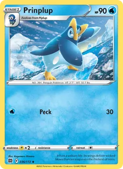 Prinplup card from Brilliant Stars, number 036/172