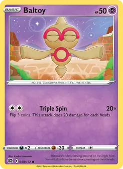 Baltoy card from Brilliant Stars, number 058/172