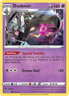 Dusknoir card from Brilliant Stars, number 062/172