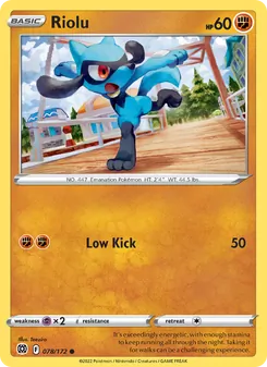 Riolu card from Brilliant Stars, number 078/172