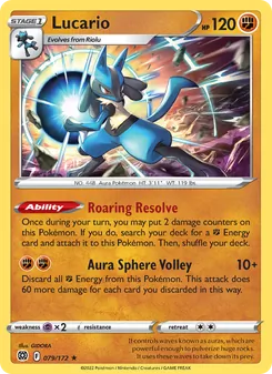 Lucario card from Brilliant Stars, number 079/172