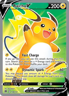 Raichu V card from Brilliant Stars, number 158/172