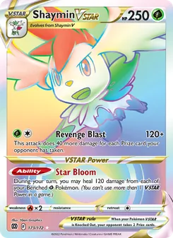 Shaymin VSTAR card from Brilliant Stars, number 173/172