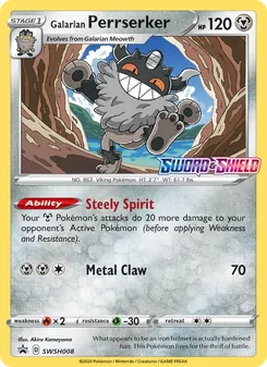 Galarian Perrserker card from SWSH Black Star Promos, number SWSH008/307