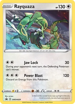Rayquaza card from SWSH Black Star Promos, number SWSH029/307