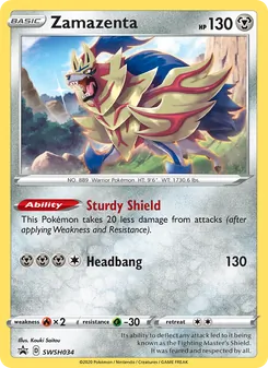 Zamazenta card from SWSH Black Star Promos, number SWSH034/307