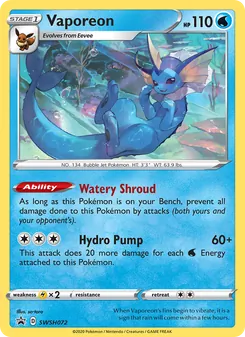 Vaporeon card from SWSH Black Star Promos, number SWSH072/307