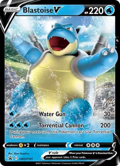 Blastoise V card from SWSH Black Star Promos, number SWSH101/307