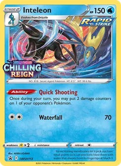 Inteleon card from SWSH Black Star Promos, number SWSH113/307
