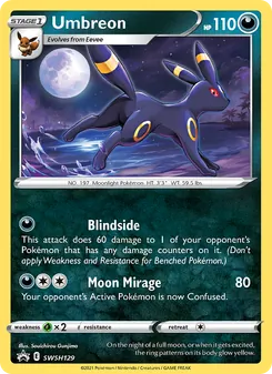 Umbreon card from SWSH Black Star Promos, number SWSH129/307
