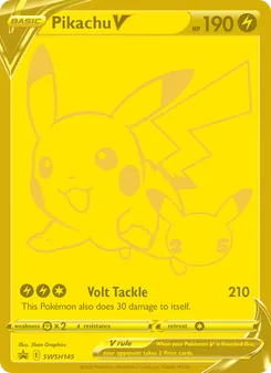 Pikachu V card from SWSH Black Star Promos, number SWSH145/307