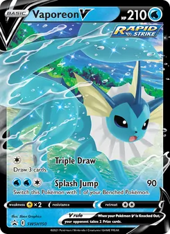Vaporeon V card from SWSH Black Star Promos, number SWSH150/307