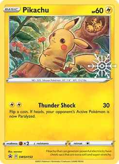 Pikachu card from SWSH Black Star Promos, number SWSH153/307