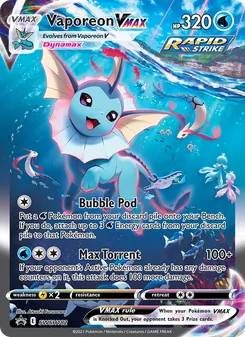 Vaporeon VMAX card from SWSH Black Star Promos, number SWSH182/307