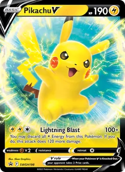 Pikachu V card from SWSH Black Star Promos, number SWSH198/307