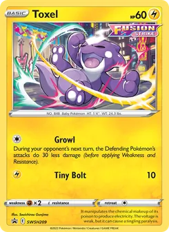 Toxel card from SWSH Black Star Promos, number SWSH209/307