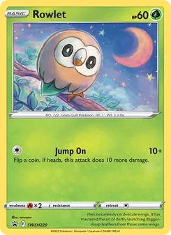 Rowlet card from SWSH Black Star Promos, number SWSH220/307