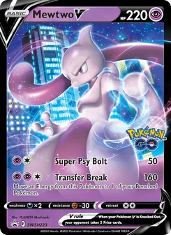 Mewtwo V card from SWSH Black Star Promos, number SWSH223/307