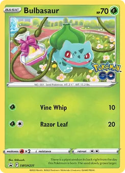 Bulbasaur card from SWSH Black Star Promos, number SWSH231/307