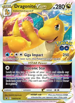Dragonite VSTAR card from SWSH Black Star Promos, number SWSH236/307