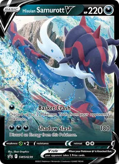 Hisuian Samurott V card from SWSH Black Star Promos, number SWSH239/307