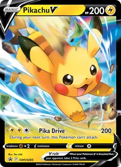 Pikachu V card from SWSH Black Star Promos, number SWSH285/307