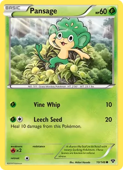 Pansage card from XY, number 10/146