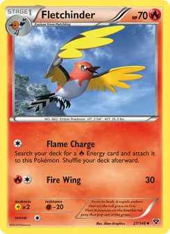 Fletchinder card from XY, number 27/146