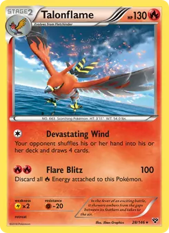 Talonflame card from XY, number 28/146