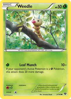 Weedle card from XY, number 3/146