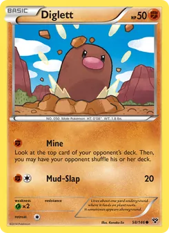 Diglett card from XY, number 58/146