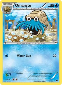 Omanyte card from Fates Collide, number 17/124