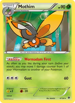 Mothim card from Fates Collide, number 4/124