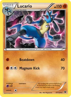 Lucario card from Fates Collide, number 47/124