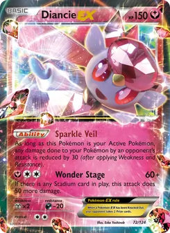 Diancie EX card from Fates Collide, number 72/124