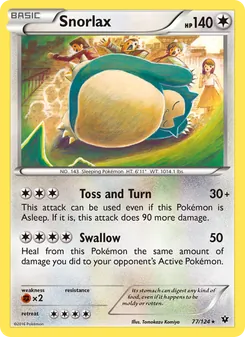 Snorlax card from Fates Collide, number 77/124