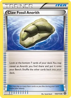 Claw Fossil Anorith card from Steam Siege, number 100/114