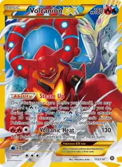 Volcanion EX card from Steam Siege, number 115/114