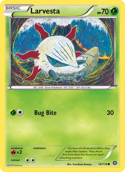 Larvesta card from Steam Siege, number 14/114